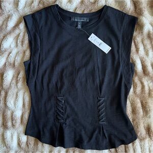 NWT White House Black Market Lace Up Bodice Tee
